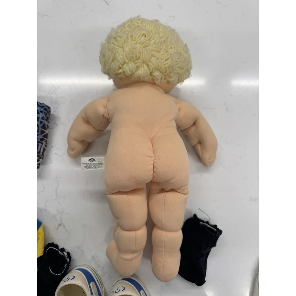 Vintage Cabbage Patch Kids Boy Doll Blonde Yarn Hair Skateboard Shirt 90s Retro